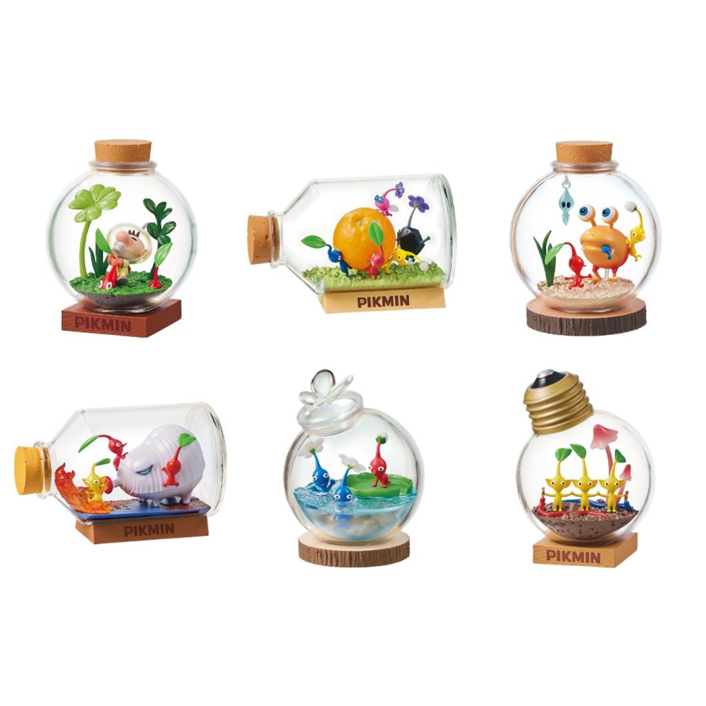 Sada 6 krabic Re-Ment PVC Pikmin Terrarium Collection, každá 80x140x80mm, ozdoby do terária
