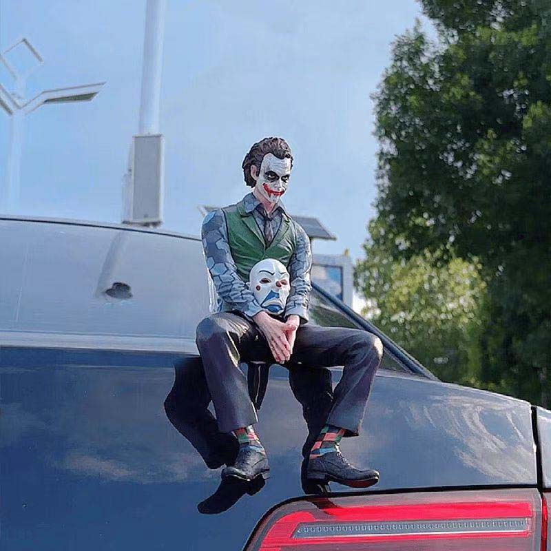 Jokers Action Figure, 10Inch Jokers Character Statue, with Wearable Masks for Car Ornament, Desktop Decor