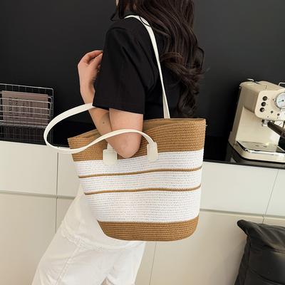 New Retro Tote Bag Women's Summer Straw Woven Bag Versatile Large-capacity Straw Hat Combination Set Trend