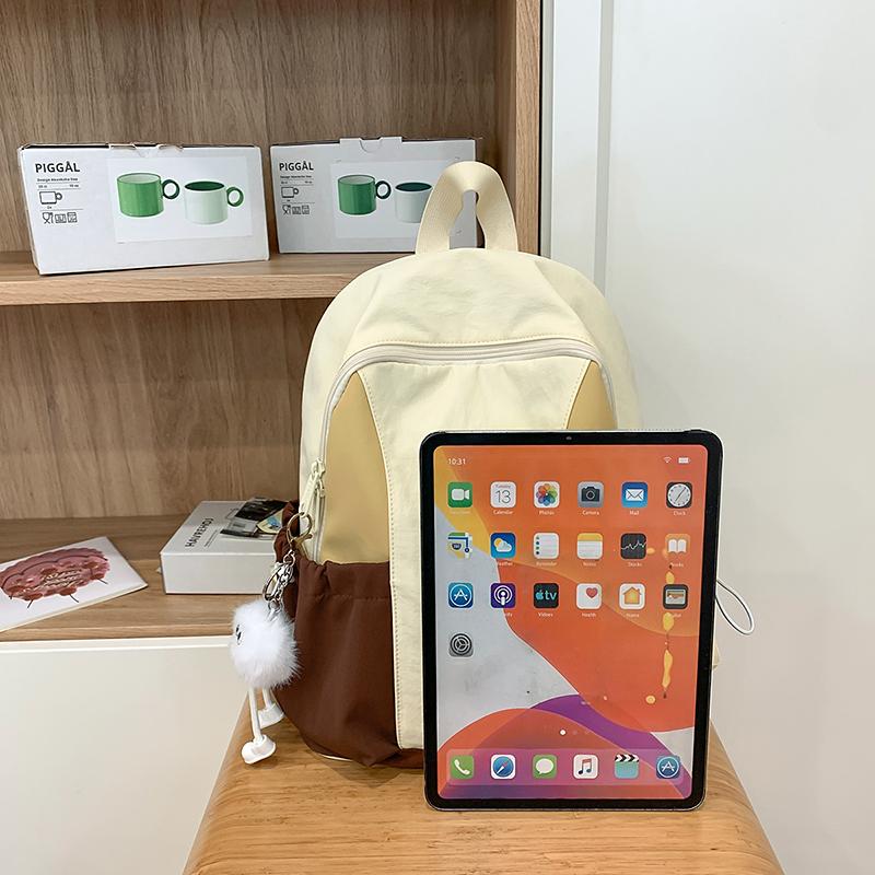 Lightweight Backpack Women's Water-Repellent Backpack Color Block Student Schoolbag