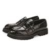 Plattformsko Loafers Sko Herre Bryllupssko med tykk såler Svart Formell Business Sko Slip-on Lær Øk Stor Størrelse 38-48