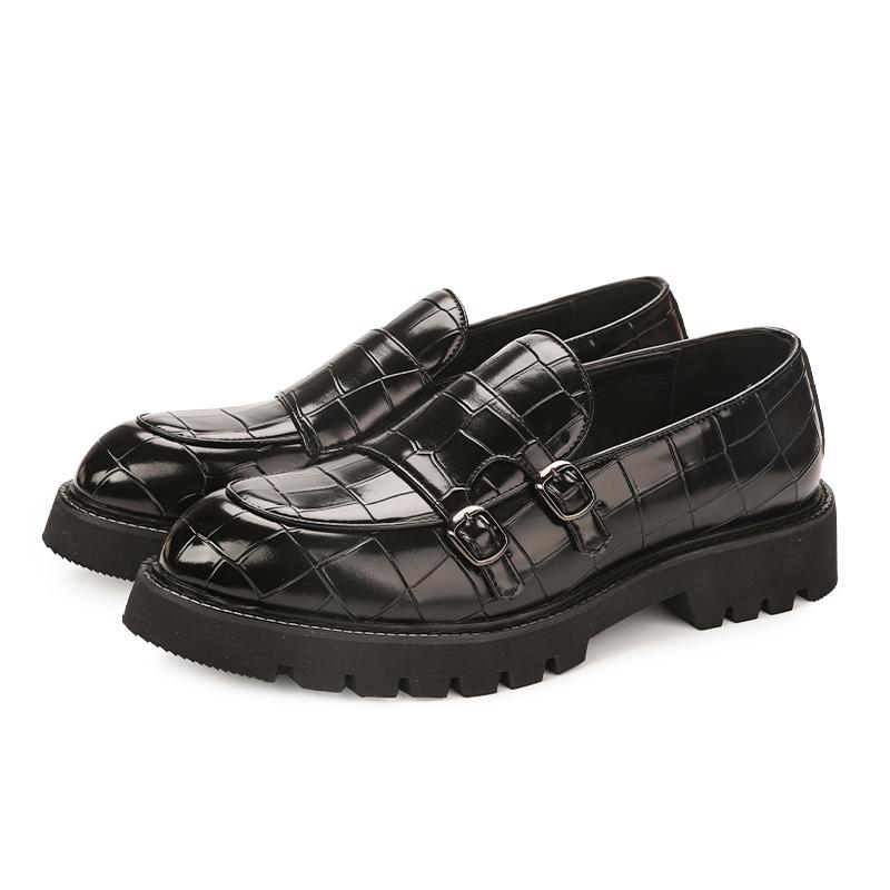 Plattformsko Loafers Sko Herre Bryllupssko med tykk såler Svart Formell Business Sko Slip-on Lær Øk Stor Størrelse 38-48