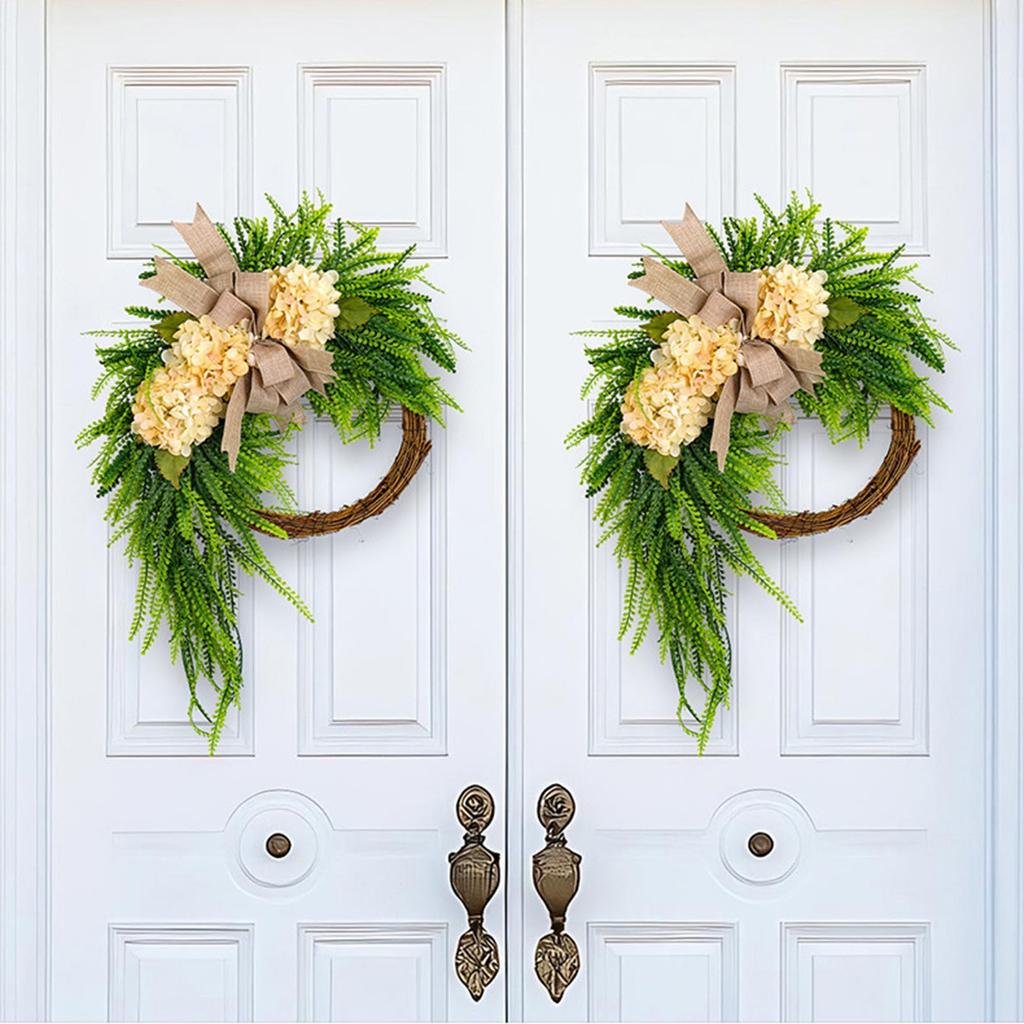Hydrangea Wreath, Hanging Decoration Home Bow Wall Hanging Wreath Door Hanging