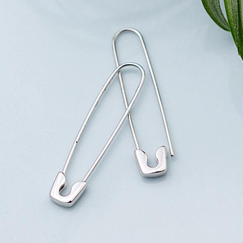 1 Pair PUNK Rock Brief Style Earring S925 Silver Small Safety Pins Puncture Unique Stud Earring for Women Men Delicate Jewellry