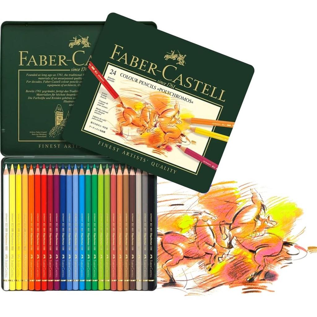 Polychromos Colored Pencils 24 Colors Canned 110024 Japanese Faber-Castell [Genuine Product]