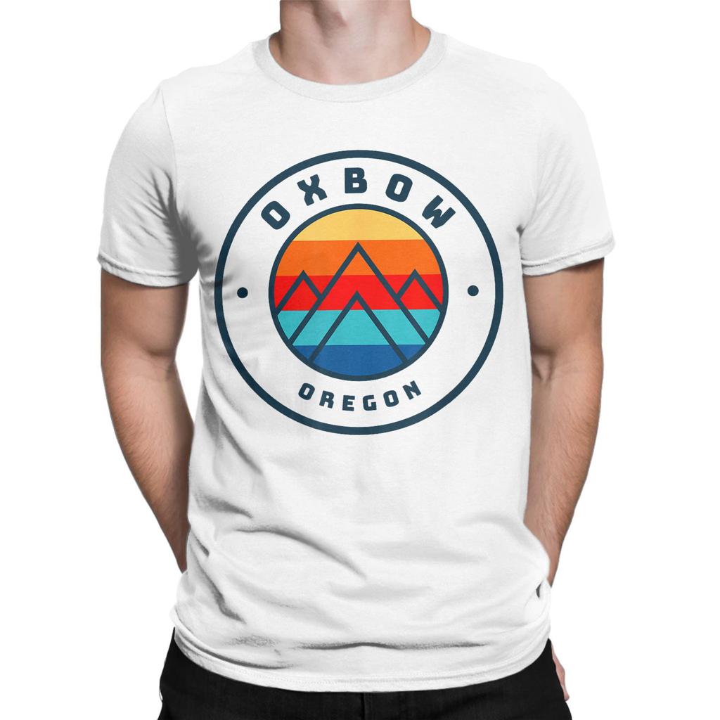 Oxbow Oregon Fishing Summer Men's T Shirt Mountain Novelty Tee Shirt Short Sleeve Crewneck T-Shirt Cotton Classic Clothes