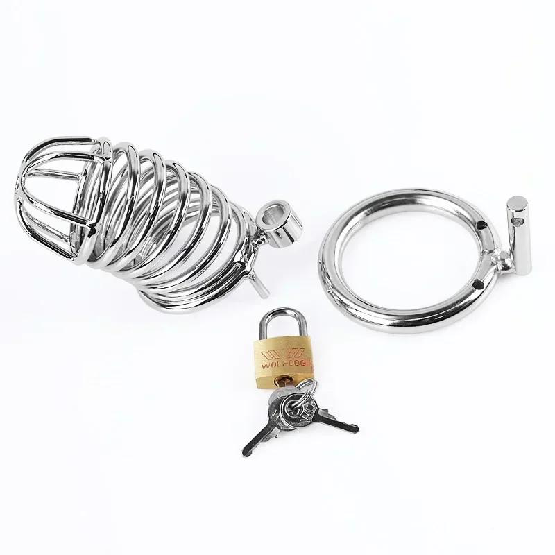 Metal Cage Chastity Device Hollow Breathable Adult Toy Erotic Urethral Lock Ring Sex Toys for Bondage Gear