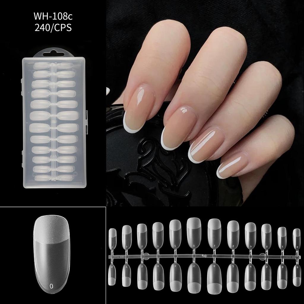 Nail Thin Nail Piece Free Engraving Grinding Trapezoidal Water Drop Almond Scrub Full Paste Half Paste Extension 240 Pieces