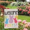 2Pcs Easter Garden Flag Polyester Weatherproof 2 Sided Decorative Bunny Yard Flag for Patio Terrace