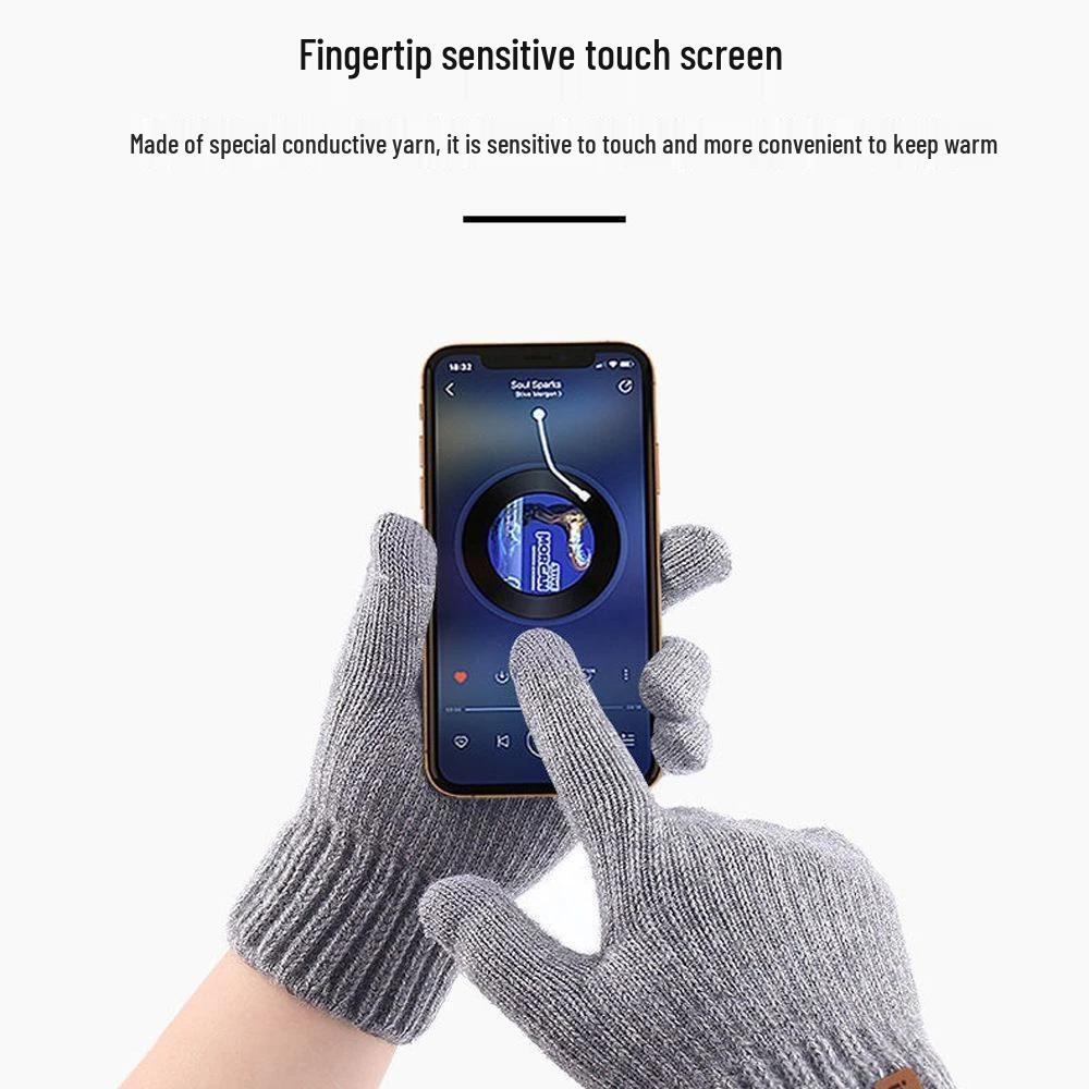 Fleecegefütterte Touchscreen-Radhandschuhe aus Wolle - Warm, dick gestrickt für Herbst & Winter
