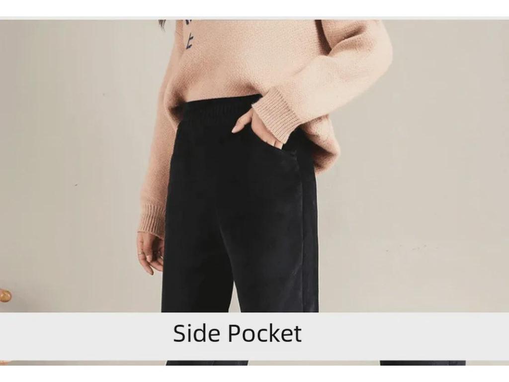 Women's Thick Corduroy Harem Pants - Plush, Casual, Loose Fit for Autumn & Winter