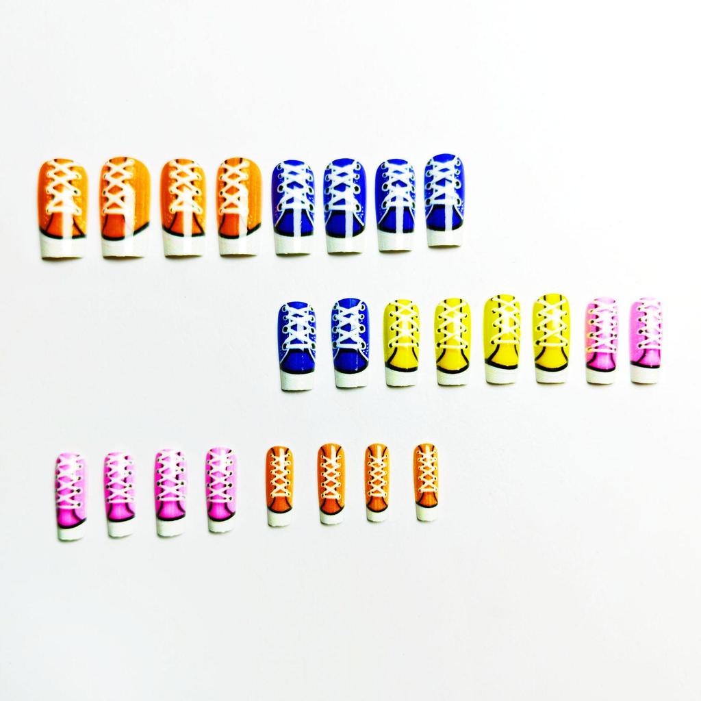 Colorful Mid-Length European Square Nail Art Stickers - Detachable, Wearable Fashion for Personalized Style