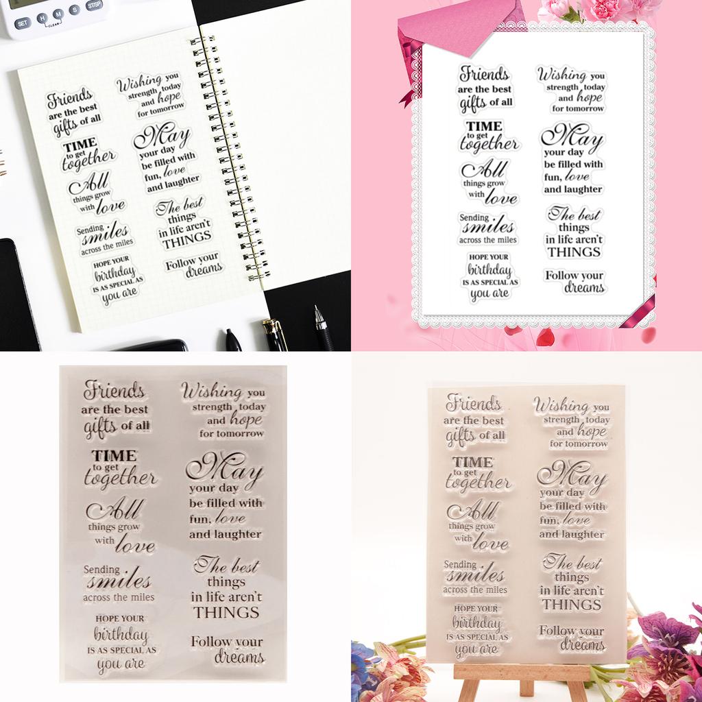 Blessing Words Clear Silicone Stamp Lettering Pattern Clear Stamper for Scrapbooking Card Making Photo Album Decoration