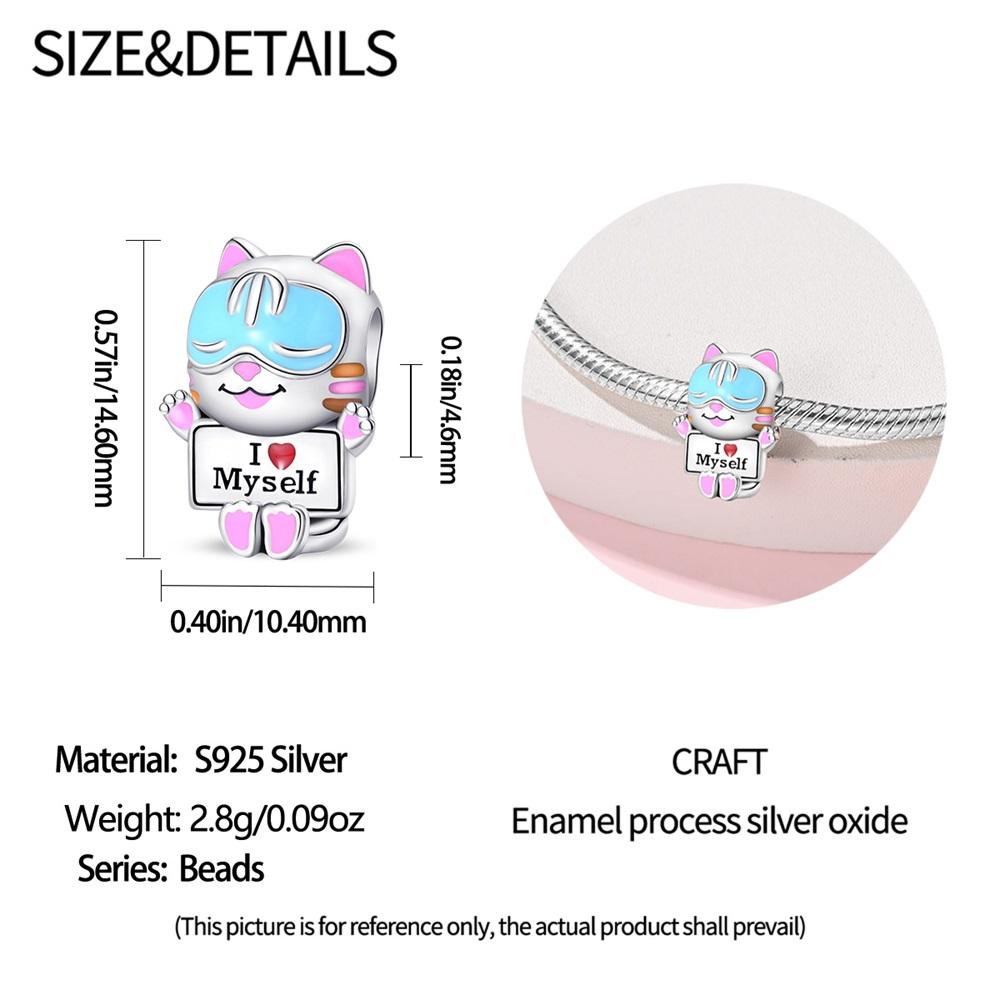 Original Charms Kupfer Tier Katze Perlen Passend für Armband Damen Schmuckherstellung DIY Geschenk