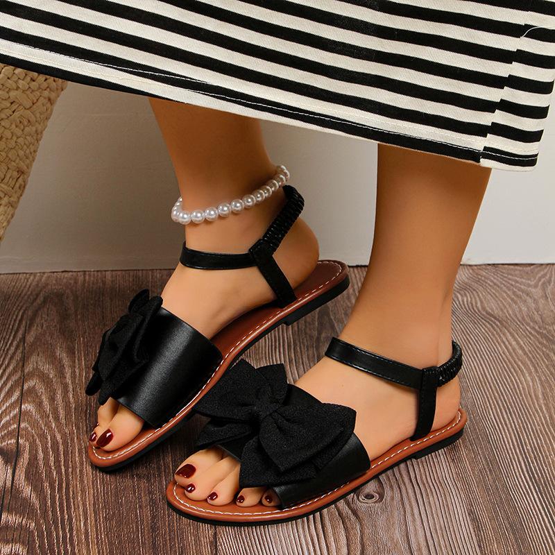 Новый Стиль Открытые Плоские Туфли - Женские Повседневные Пляжные Шлепанцы 36 чёрный