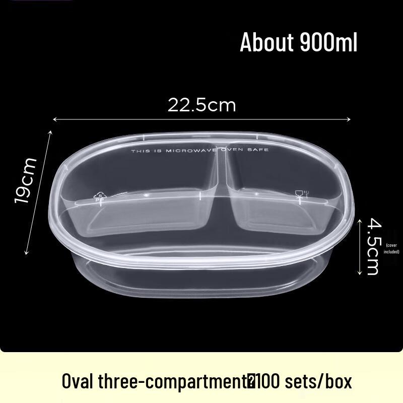 Molona Disposable 3-Compartment Food Containers