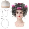 Set Parrucca Riccia da Nonna Corta Per Costume di Halloween Con Vari Colori alla Moda