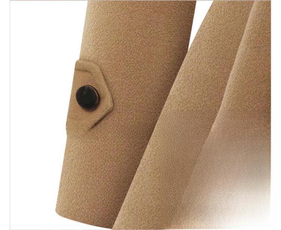 2024 Women's Plus Size Wool Coat Double Breasted Slim Fit Medium Length Fur Collar Windbreaker Fashion Outerwear