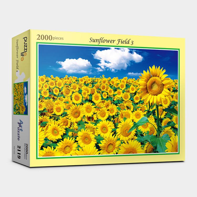 2000-teiliges Puzzle – Sonnenblumenfeld und blauer Himmel, beliebtes koreanisches Puzzle