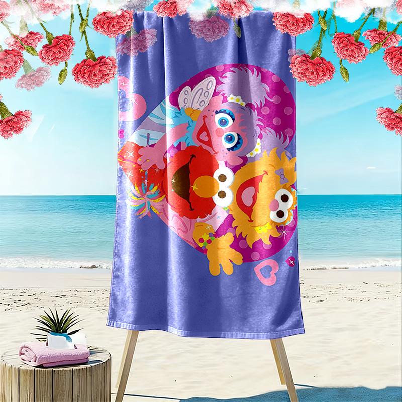Sesame Street Print Beach Towel, Large Soft Quick Dry Towel for Beach Camping Swimming