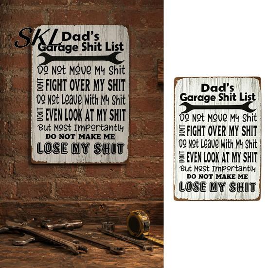 Funny Workshop Signs for Dad Garage Shit List, Tinplate Metal Sign, Man Cave Wall Decor Garage, Men Workshop, Home Bar, Retro Handyman Gift