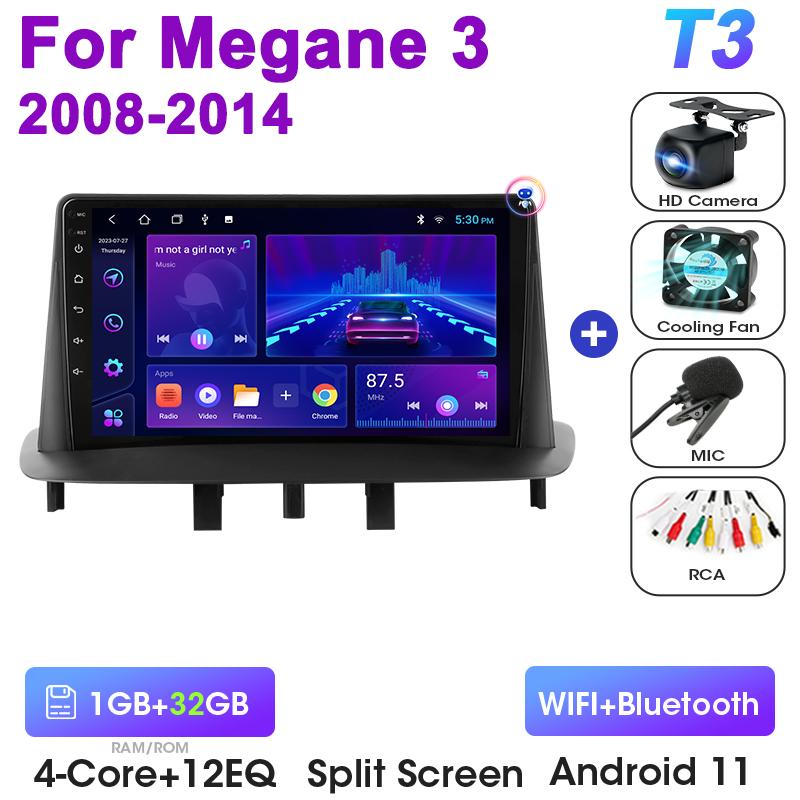2 Din Android 12 Car Radio Multimedia Video Player For Renault Megane 3 Fluence 2008 - 2014 GPS 4G Carplay Auto Stereo RDS DVD