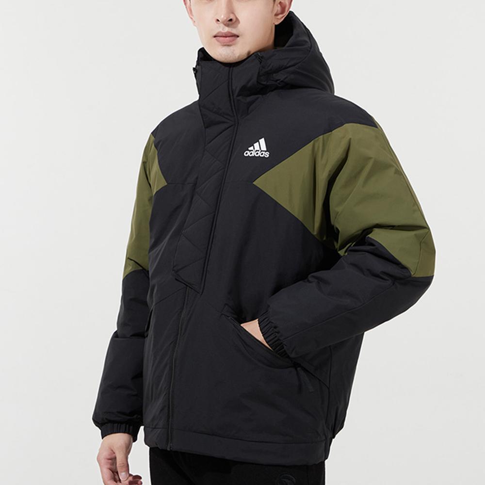 Adidas Colorblock Warm Hooded Down Jacket Men Outerwear Black GT6588