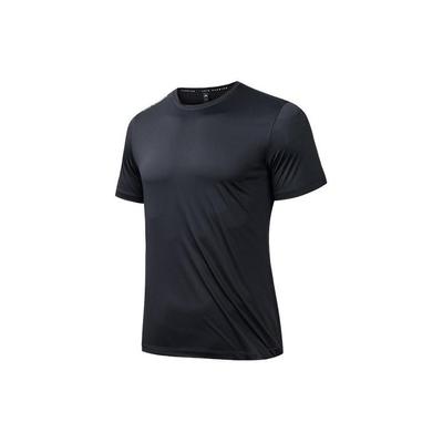 Seria Biegowa Jednokolorowy Okrągły Dekolt Wygodny Szybkoschnący Oddychający T-shirt z Krótkim Rękawem Męskie Topy Czarny 152425111-5