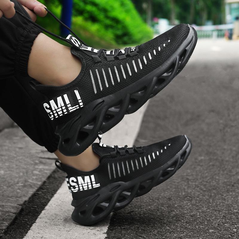 Sports Shoes Men's Breathable Fly Woven Men's Shoes Fried Dough Twists Soles Hollow Thick Soles Large Casual Shoes