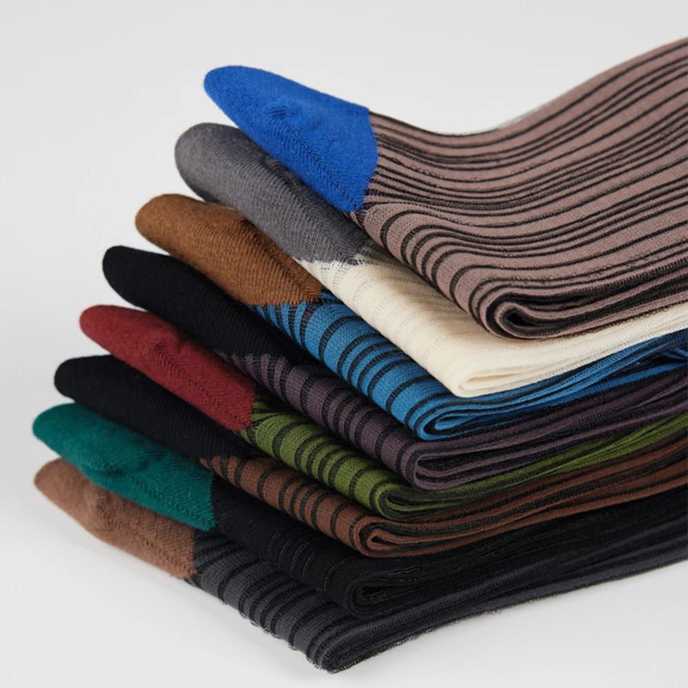 New Spring/Summer Women'S Mid Length Socks Vintage Thin Silk Socks Vertical Stripe Mid Leg Socks Sun Protection Long Stockings