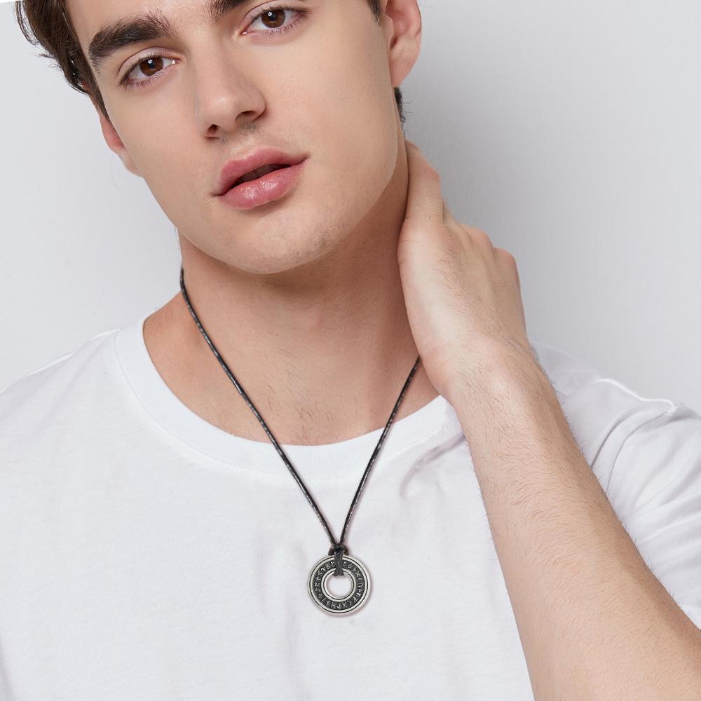 Vintage Nordic Rune Necklaces for Men Stainless Steel Norse Runes Viking Jewerly Pagan Pendant Amulet Gift Hot Sale