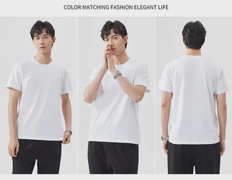 240g Men's High-End Supima Cotton White T-Shirt - Short-Sleeve, Round Neck, Spring/Summer Inner Wear