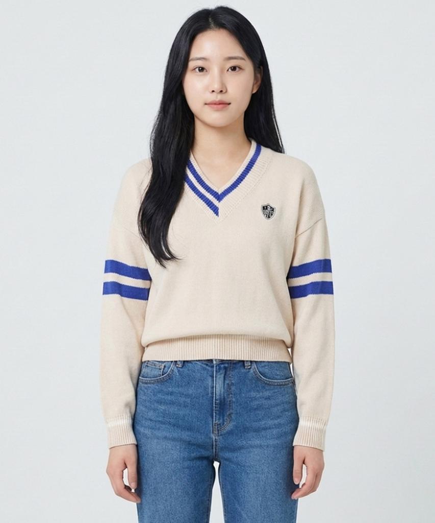 ECOLEDEPARIS V-Neck Contrast Knit_Rb32Kkbm65Z