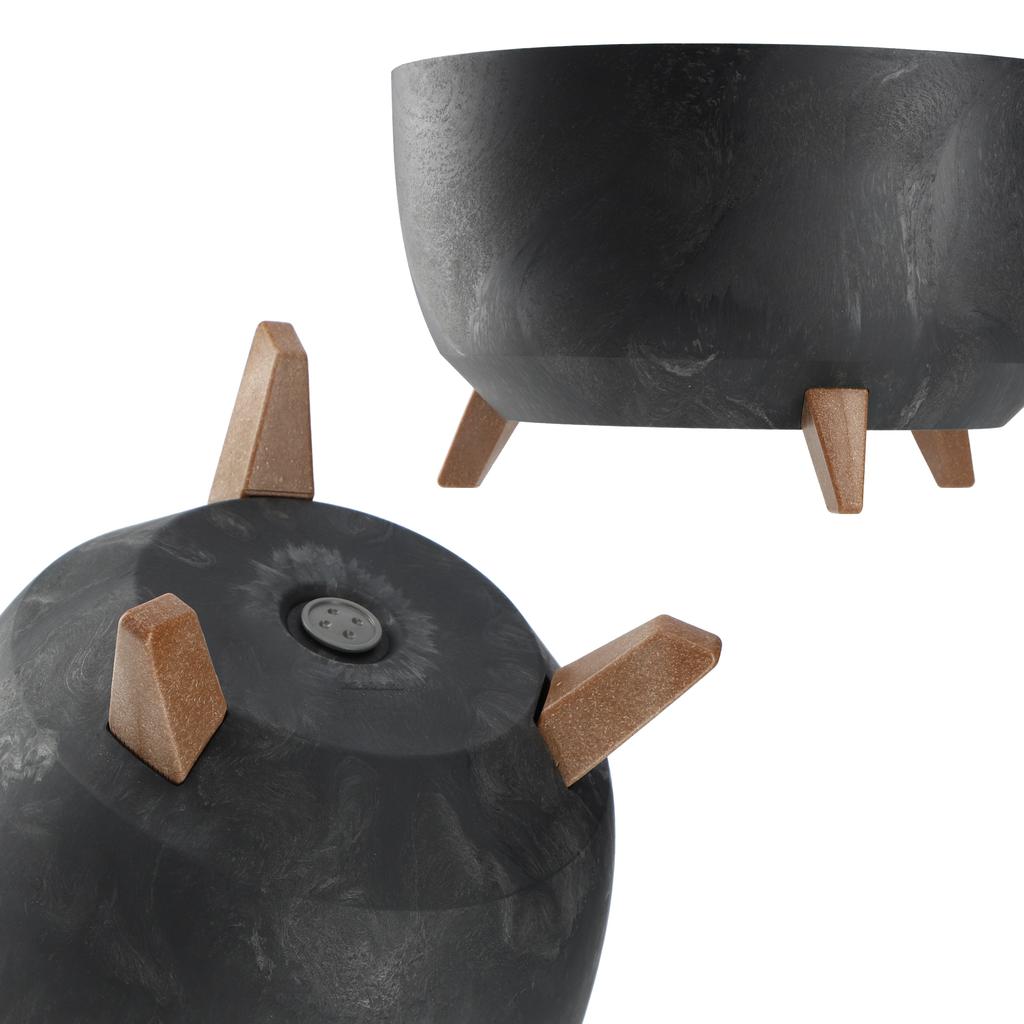KADAX Flower Pot Planter 29cm Cover + Insert Legs Cork Flower Stand Black