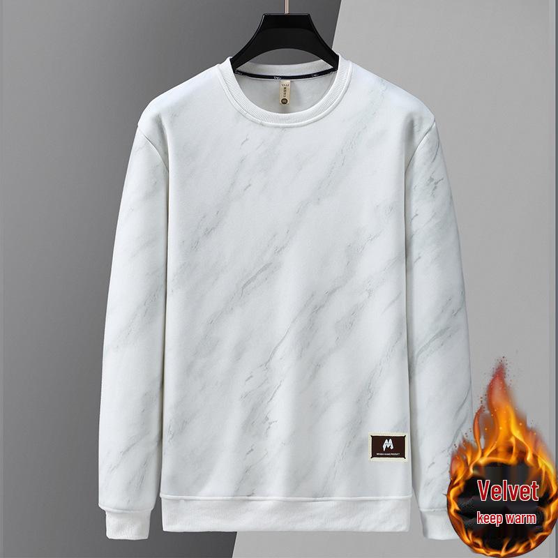 

Men s Winter Plus-Size Velvet Hoodie, Oversized Round Neck 2304 4XL білий