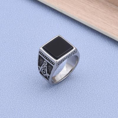 R3430 Wolnomularstwo Pozłacanie Męskie Wysoka Jakość Stal Nierdzewna 316L Oniks Pasek do Zegarka Pierścionki Klasyczny Trend Produkt Biżuterii