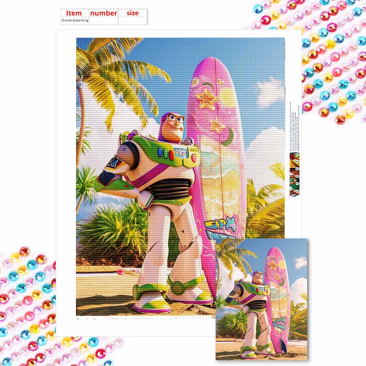 

DIY Diamond Painting Bath Surfing Cross Stitch Kit Mosaic Art Diamond Painting Full Circle Diamond Home Decoration Round 20x30cm