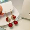Temperament Long Red Bead Earrings, Ear Buckles for Women's 2026 New Versatile Light Luxury Earrings, Elegant and High-end Earrings.