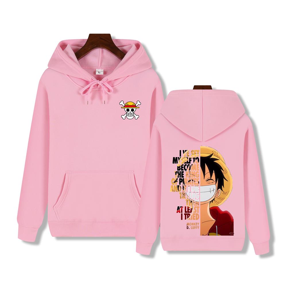 Pánská mikina One Piece vysoké kvality, mikina s potiskem Kapitána Luffyho, podzimní a zimní, silná, hřejivá, základní jednoduchý top