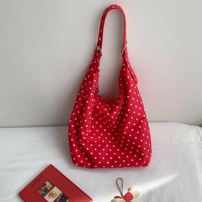 Korean 2025 New Wave Dot Commuter Bag Tote Large Capacity Girl's Artistic Style One Shoulder Underarm