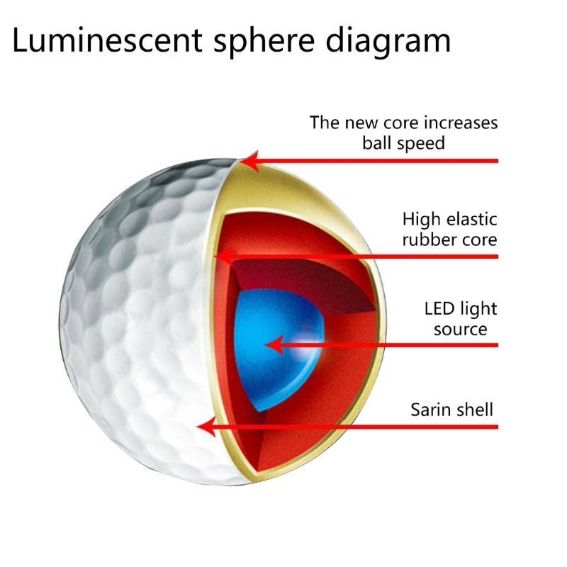 4Pieces Glow Golf Balls for Night Sports Tournament Glowing In The Dark Golf Ball Long Lasting Bright Luminous Balls