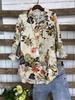 2024 Locker sitzende Langarm-Tops mit Druck Baumwolle Leinen Bequeme Freizeitbluse
