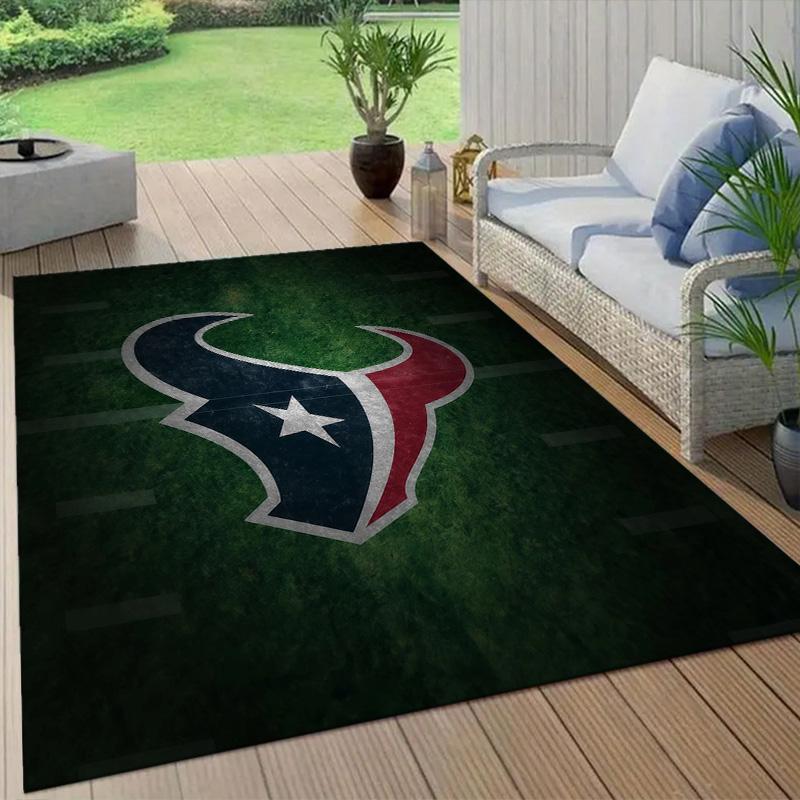 Houston Texans Flannel Pattern Square Carpet,Area Rug,Carpet Rug for Living Room Bedroom Sofa Playroom Decor,Non-slip Floor Mat