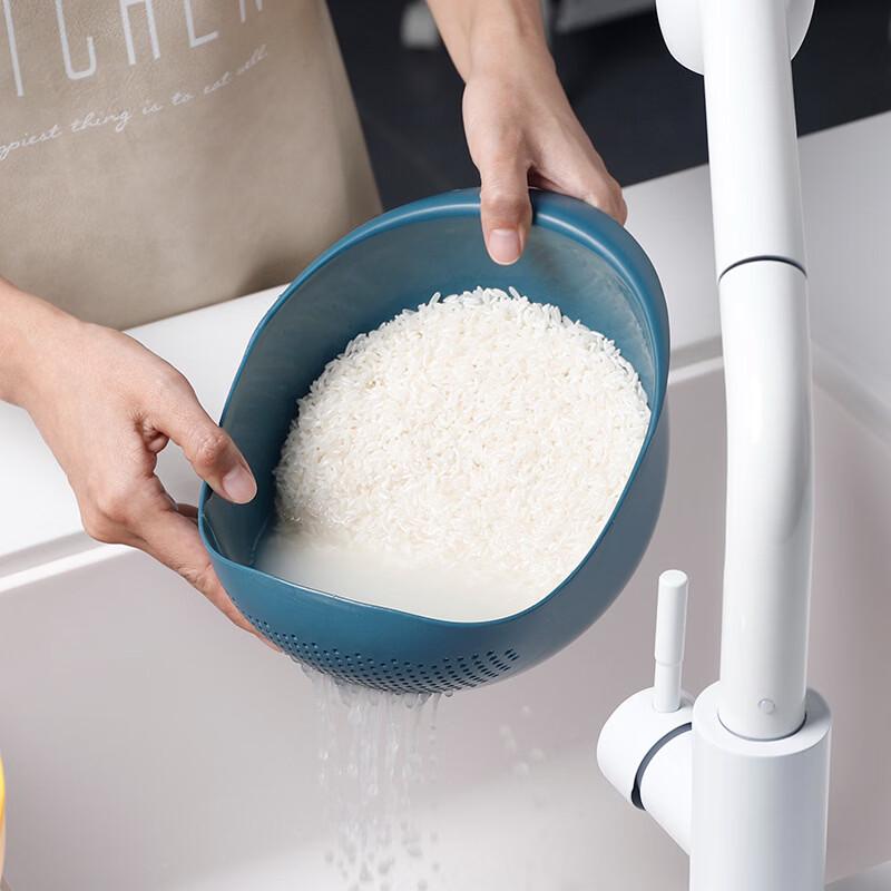 cmaos Foldable Plastic Rice Washing & Draining Basket Set
