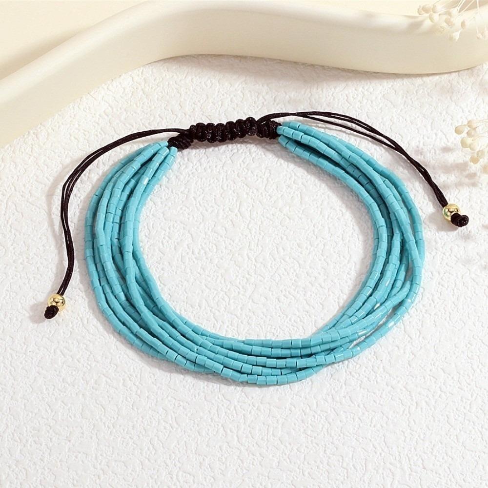 

Boho Thin Beads Bracelets Stackable Multilayer Bracelets Fashion Bohemian Style Hand Chains Beach ціан