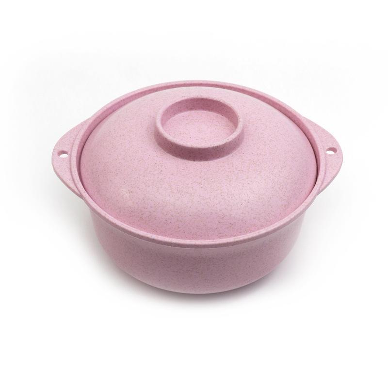 

Solid Color Lunch Tray Dishes Soup Bowl Lid Dinnerware Pure Natural Wheat Straw Bowls Tools New Kitchen Household Tableware рожевий