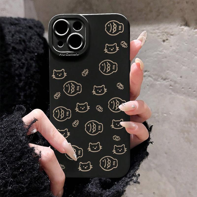 Cute Cartoon Line Cat Phone Case For Samsung Galaxy S25 S24 S23 Ultra S22 Plus S21 S20 FE A55 A54 A35 A15 Shockproof Cover