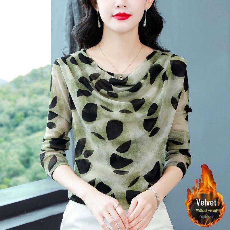 

Southeast Asia 2024 Women s Slimming Turtleneck Print Blouse (Autumn/Winter Collection) 3XL (for 65-70 kg)