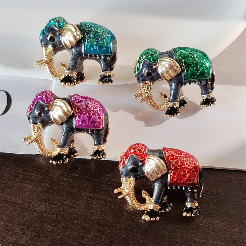 Enamel Colored Elephant Brooch Shirt Mini Elephant Brooches For Women's Pins Chest Flower Collar Pin Sweater Jewelry