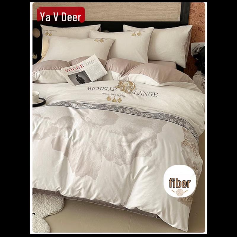 Yalu Washed Cotton Embroidered 4-Piece Bedding Set